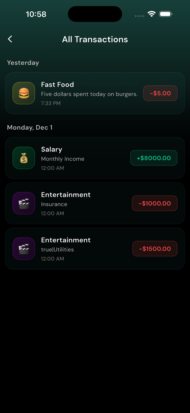 Max Budget Tracker Transactions
